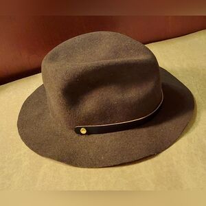Rag and Bone Felt Fedora Olive Green Wool Classic Wide Brim Adult Hat Size S USA